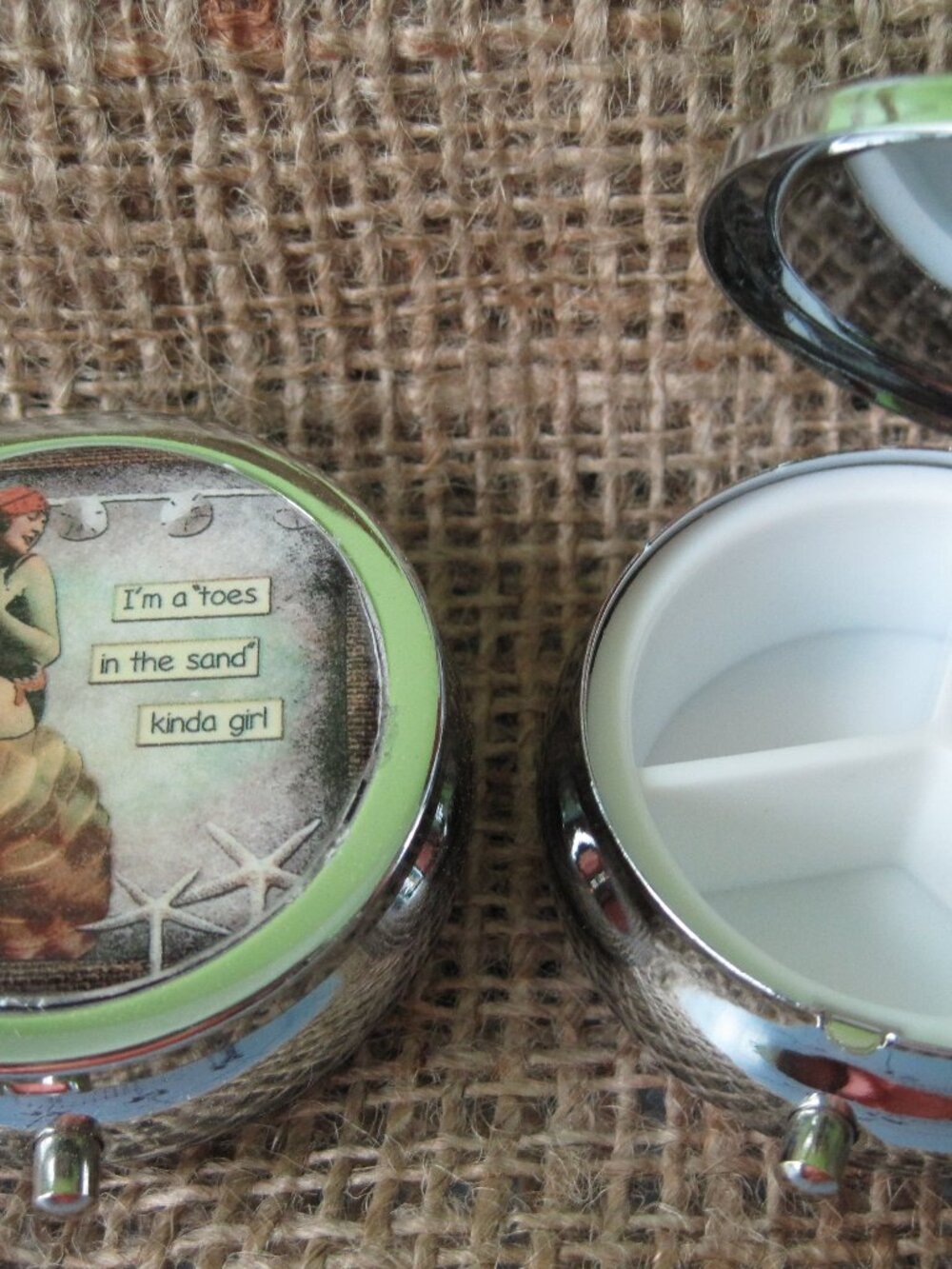 Beach Saying Three Compartment Pill Box